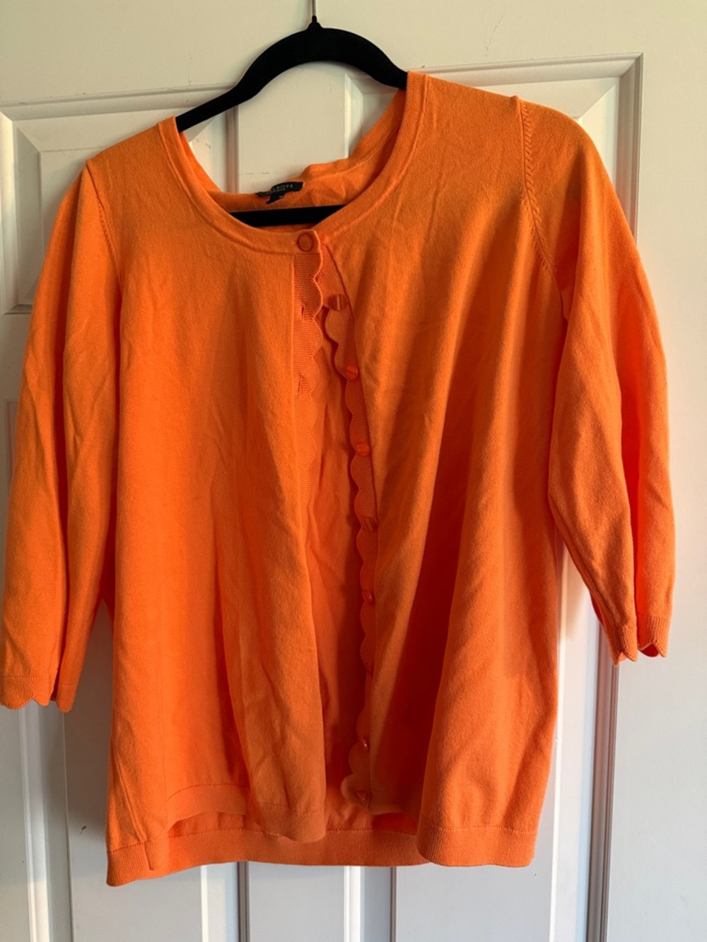 Talbots Plus Petite Vibrant Orange Button Cardigan